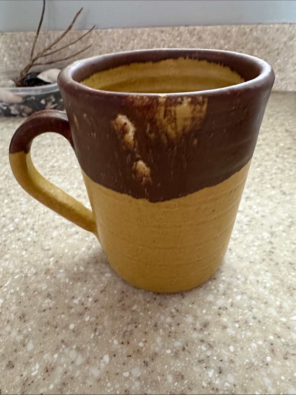 Pigeon forge pottery Handcrafted Two-Tone Ceramic Mug in Brown and Mustard